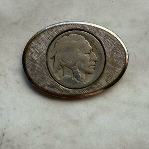 Vintage Coin Belt Buckle broken- Buffalo Nickel